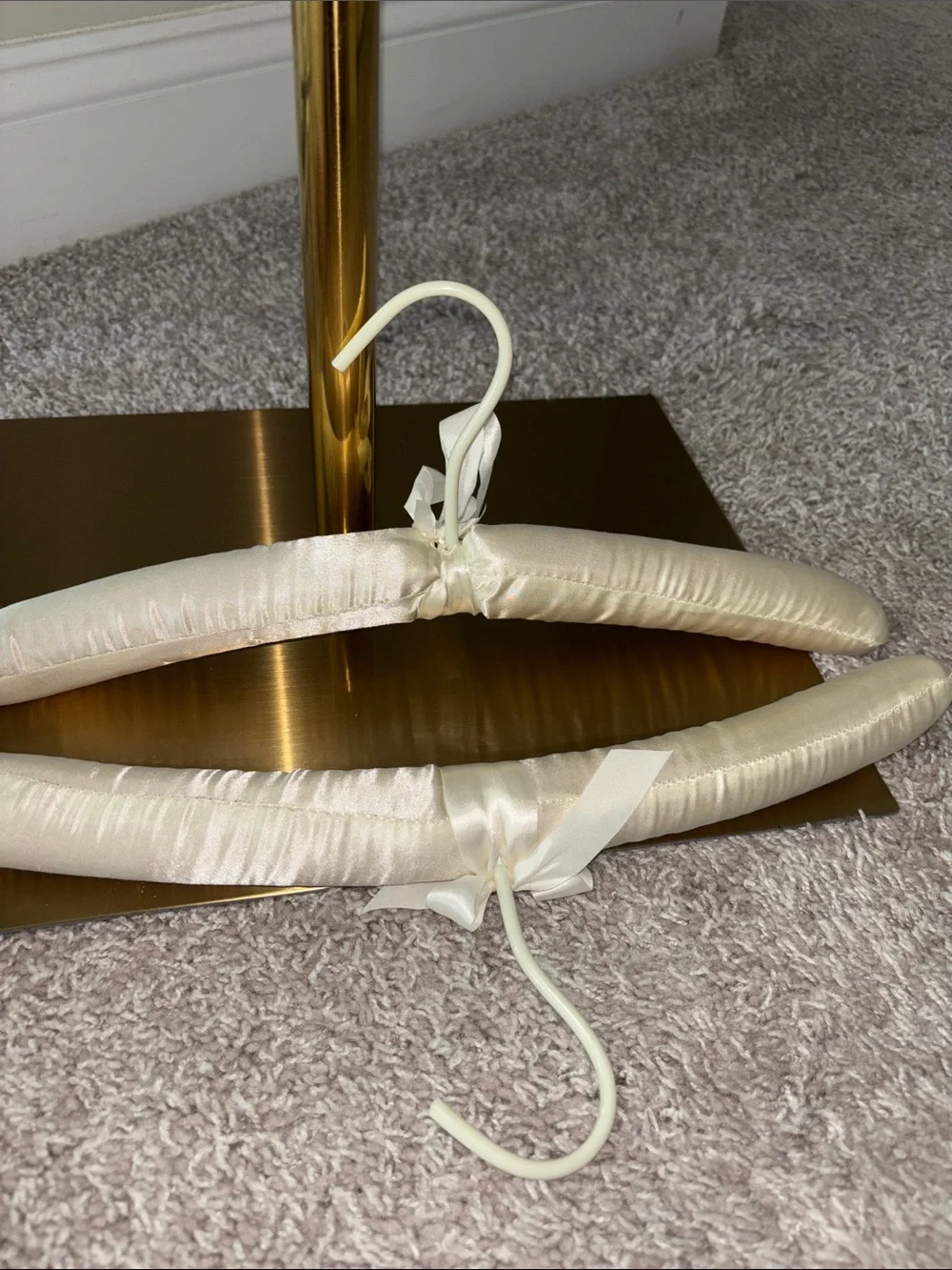 Ivory Padded Satin Clothes Hangers - Set of 2